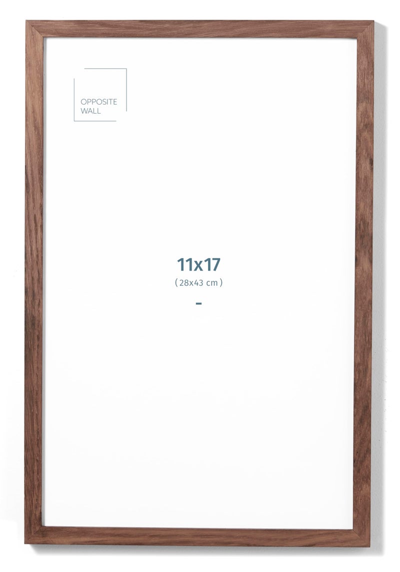 Opposite Wall - 11x17 in - Dark Solid Oak Wood Picture Frame - Lightweight, Versatile & Shatterproof - Wall Hanging Poster or Photo Frame - Wall Decor for Office, Gallery & Home - Image 1